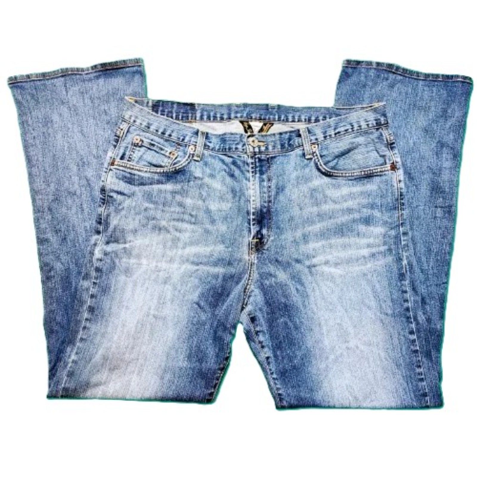 Lucky Brand Mens 36 Bootcut Blue Jeans Made In Usa Vintage Wash Denim